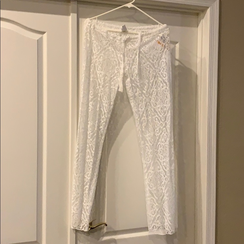 White lace pants